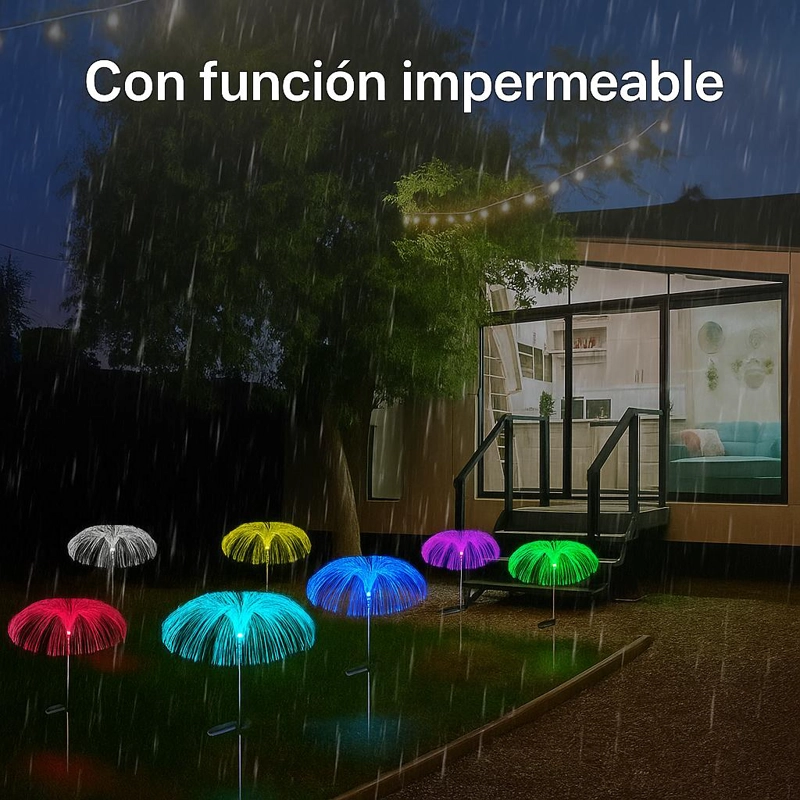 SET 2 LUCES SOLARES TIPO MEDUSA JARDIN  RGB MULTICOLOR HOGAR - 3