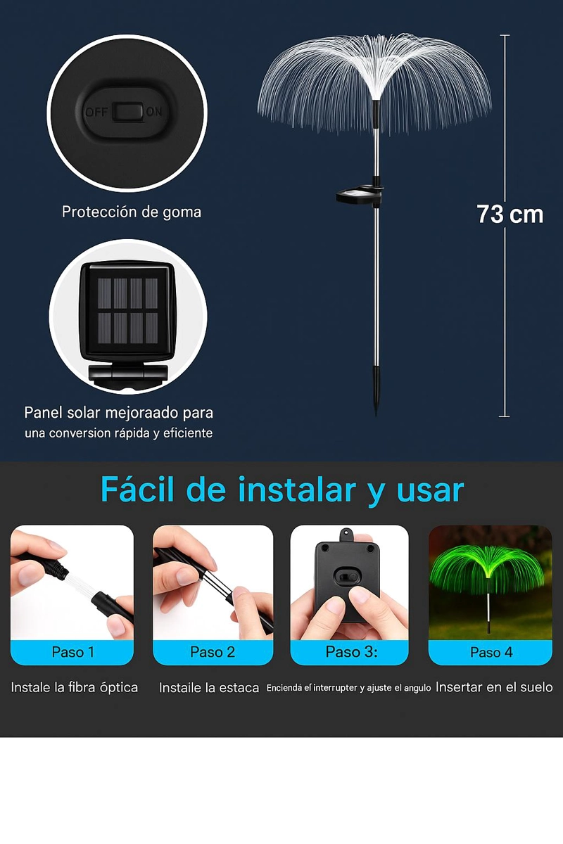 SET 2 LUCES SOLARES TIPO MEDUSA JARDIN  RGB MULTICOLOR HOGAR - 9