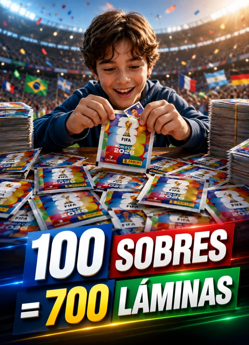 PACK 100 SOBRES OFICIALES PANINI MUNDIAL 2026 700 LAMINAS - 4
