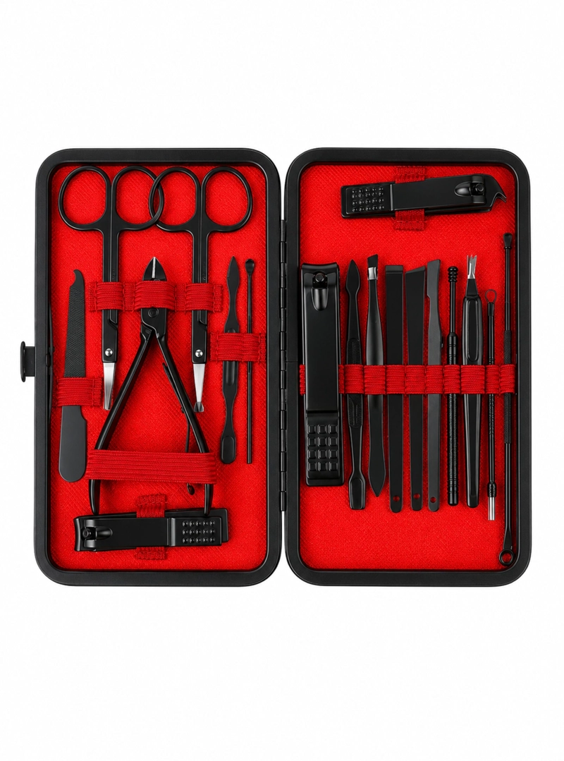 KIT COMPLETO MANICURA Y PEDICURA 18 PIEZAS CON ESTUCHE - 1