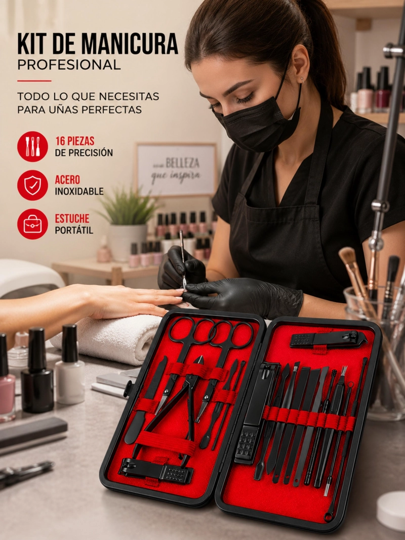 KIT COMPLETO MANICURA Y PEDICURA 18 PIEZAS CON ESTUCHE - 6