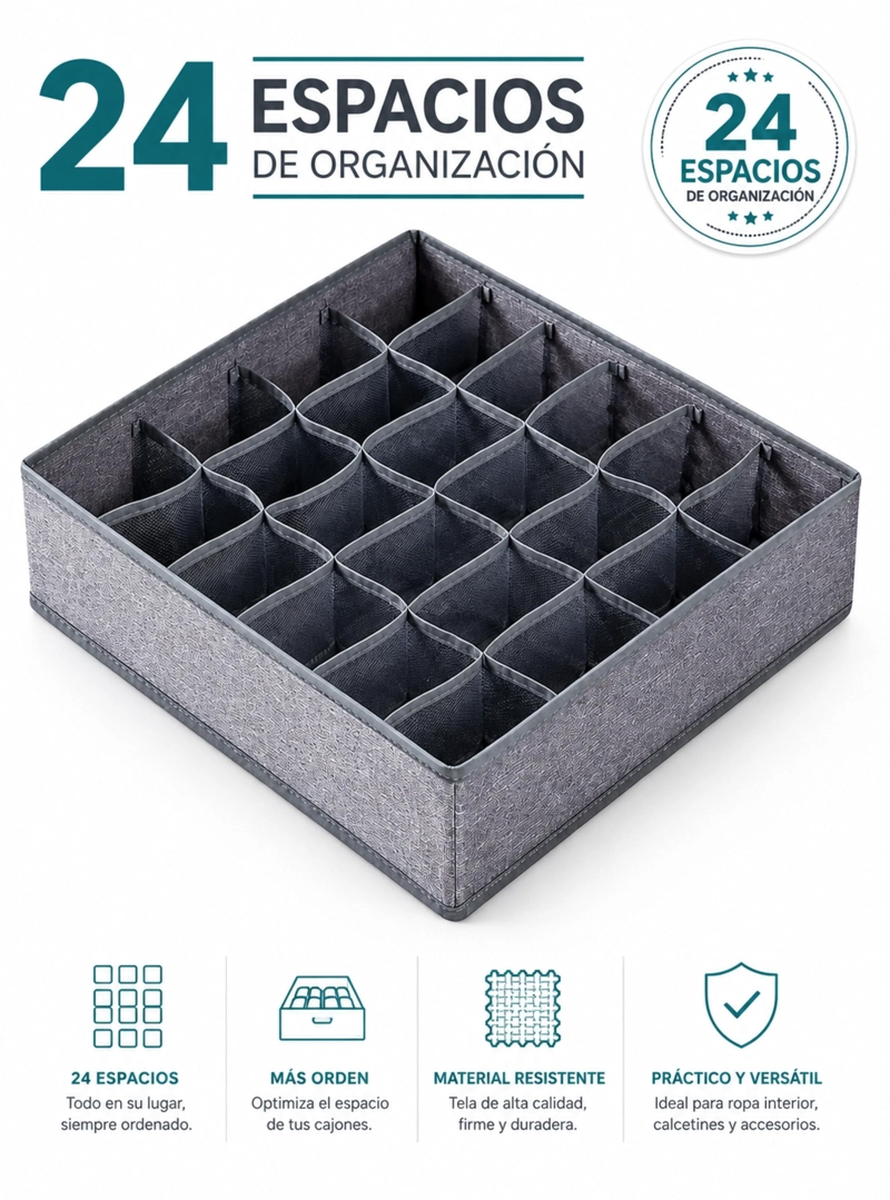 ORGANIZADOR DE ROPA INTERIOR Y CALCETINES 24 COMPARTIMENTOS - 2