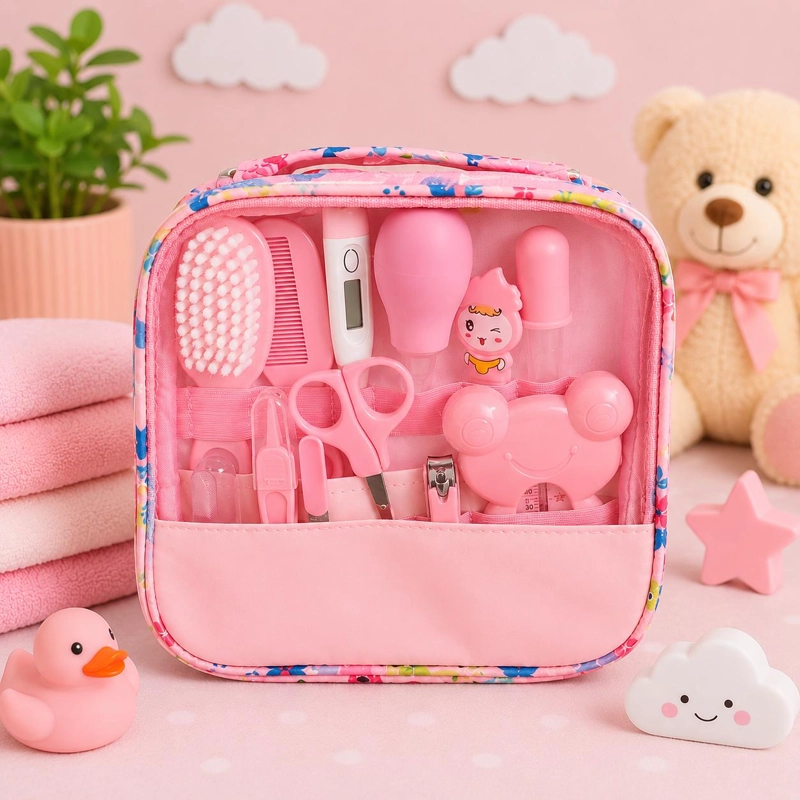 KIT DE HIGIENE Y CUIDADO PARA BEBE  13 PIEZAS SEGURO PORTATIL - AZUL - 1
