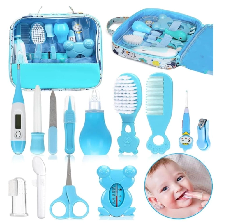 KIT DE HIGIENE Y CUIDADO PARA BEBE  13 PIEZAS SEGURO PORTATIL - AZUL - 3