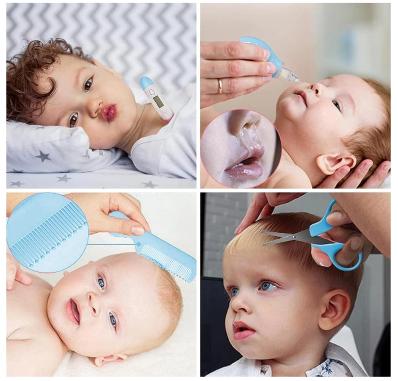 KIT DE HIGIENE Y CUIDADO PARA BEBE  13 PIEZAS SEGURO PORTATIL - AZUL - 4
