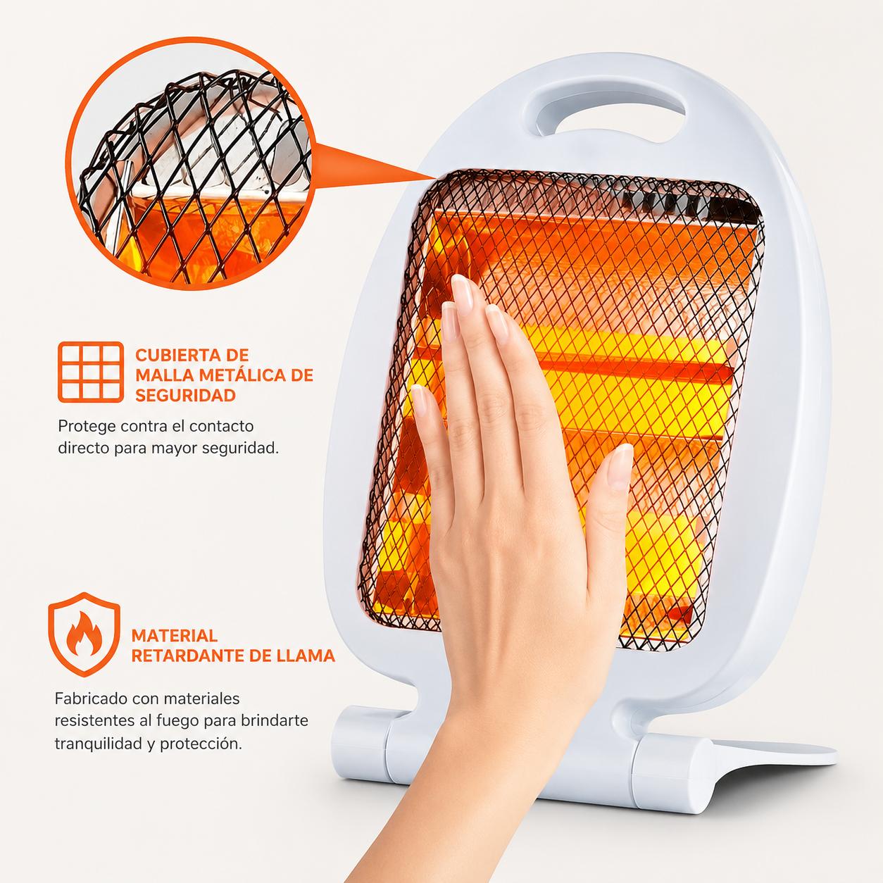 CALEFACTOR ELE CTRICO HALOGENO PORTATIL ESTUFA 800W REJILLA - 2