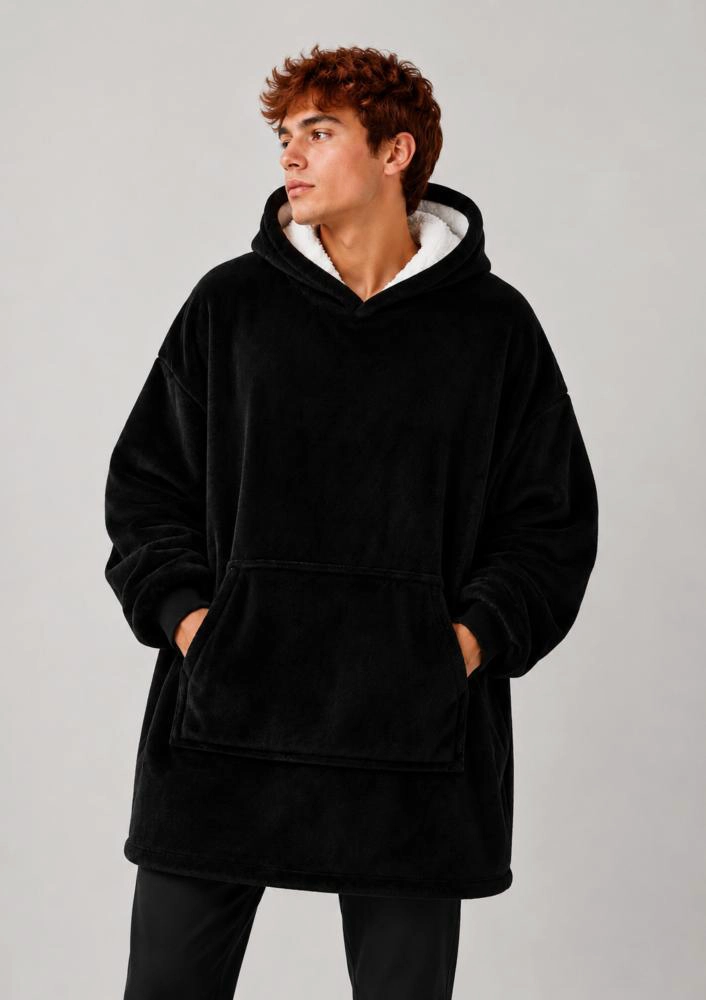 POLERON FELPA CAPUCHA MANTA POLAR INVIERNO UNISEX TALLA UNIC - 3