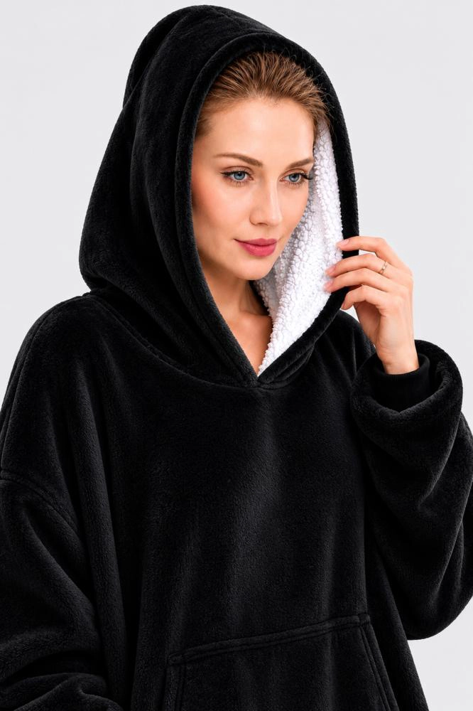 POLERON FELPA CAPUCHA MANTA POLAR INVIERNO UNISEX TALLA UNIC - 4