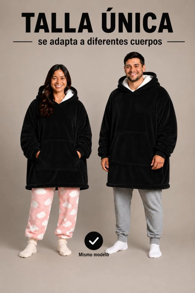 POLERON FELPA CAPUCHA MANTA POLAR INVIERNO UNISEX TALLA UNIC - 5
