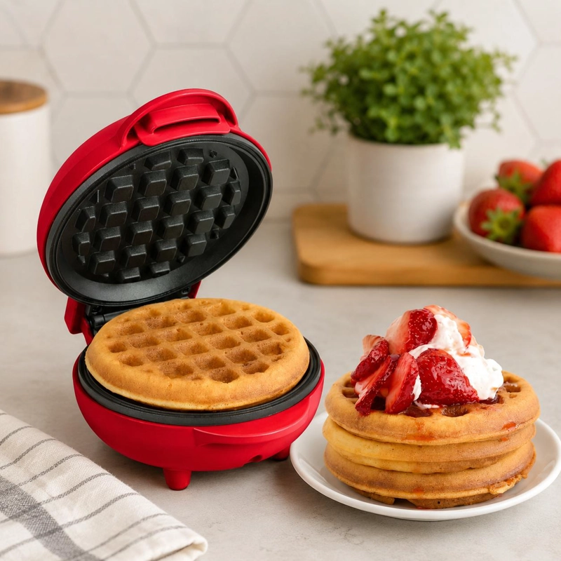 WAFLERA ELE CTRICA COMPACTA 350W ANTIADHERENTE CON LUZ COCINA - 1