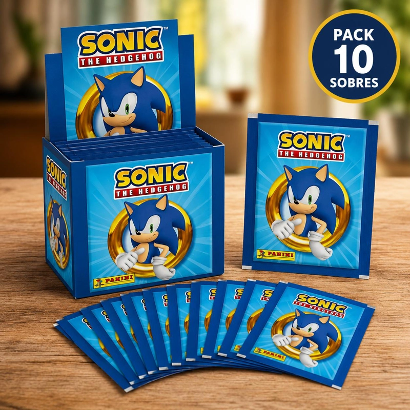 PACK DE 10 SOBRES ALBUM SONIC THE HEDGEHOG PANINI ORIGINAL - 1
