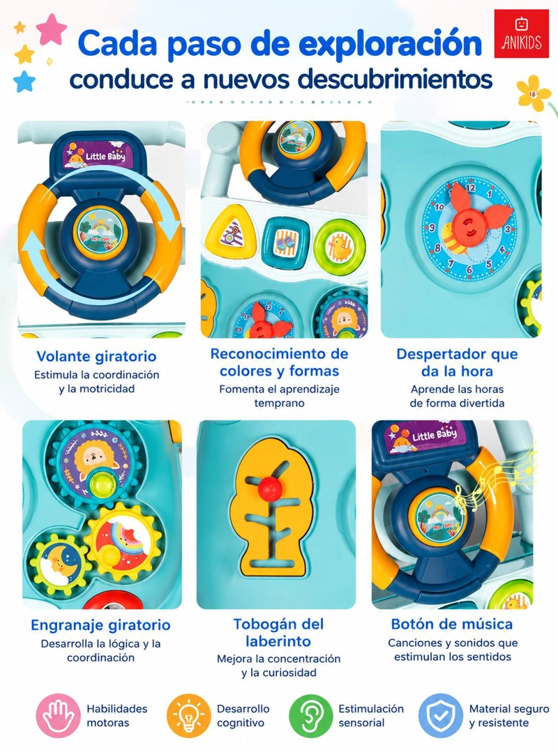 ANDADOR PARA BEBE  MUSICAL CAMINADOR DIDACTICO JUGUETE 6 EN 1 - 3