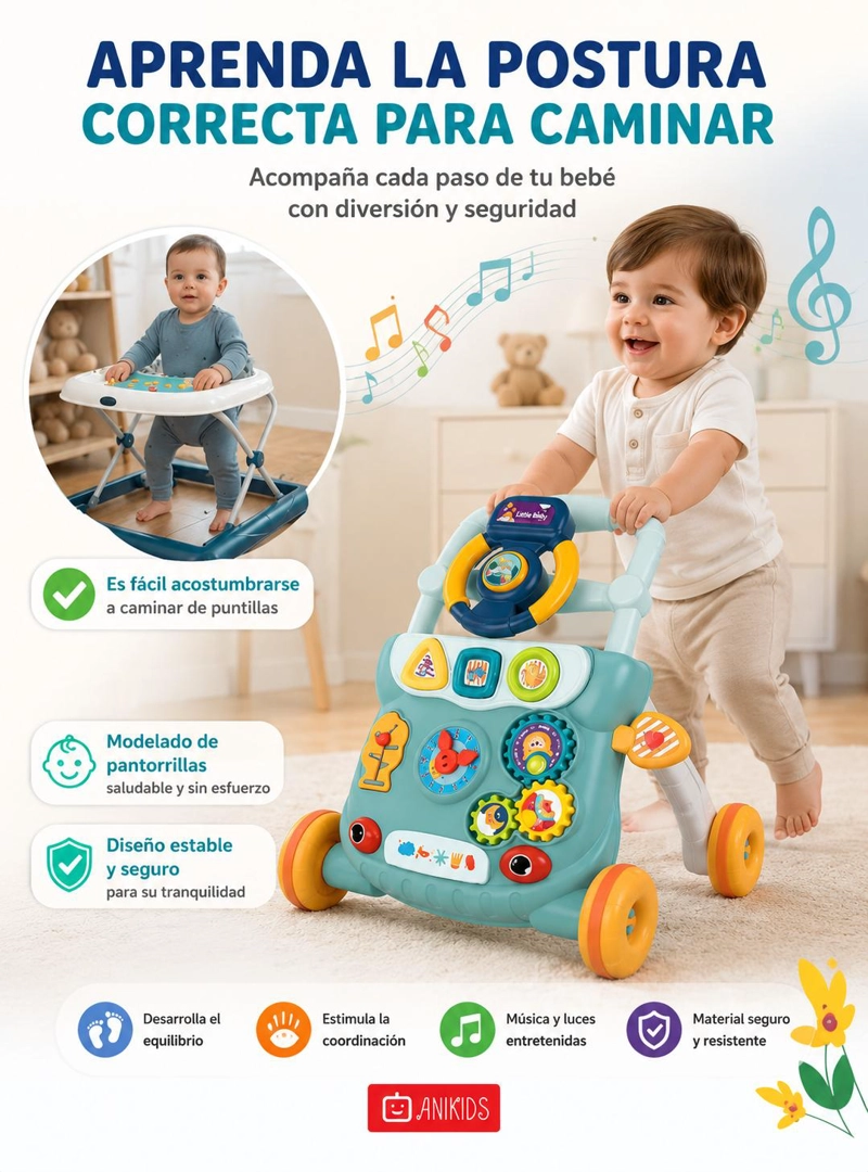 ANDADOR PARA BEBE  MUSICAL CAMINADOR DIDACTICO JUGUETE 6 EN 1 - 6