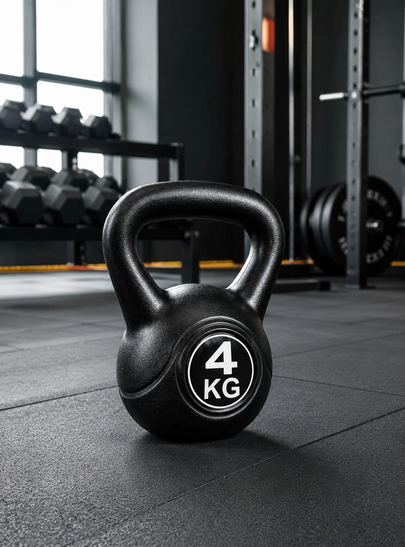 PESA RUSA KETTLEBELL 4KG ENTRENAMIENTOCROSSFIT FITNESS NEGRO - 2