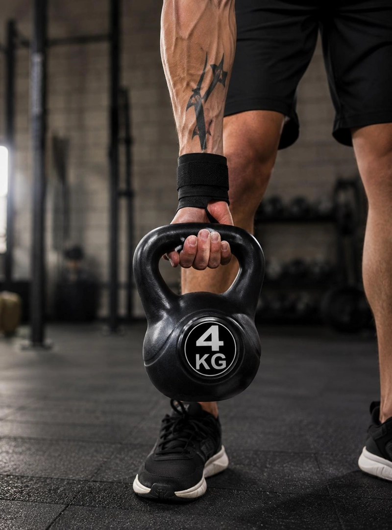 PESA RUSA KETTLEBELL 4KG ENTRENAMIENTOCROSSFIT FITNESS NEGRO - 7