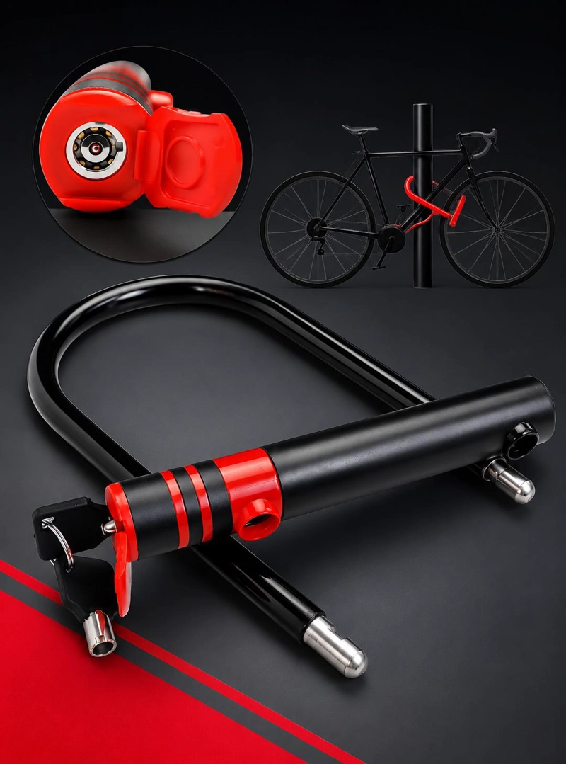 CANDADO U LOCK PARA BICICLETA Y MOTO 2 LLAVES ANTI ROBO - 8