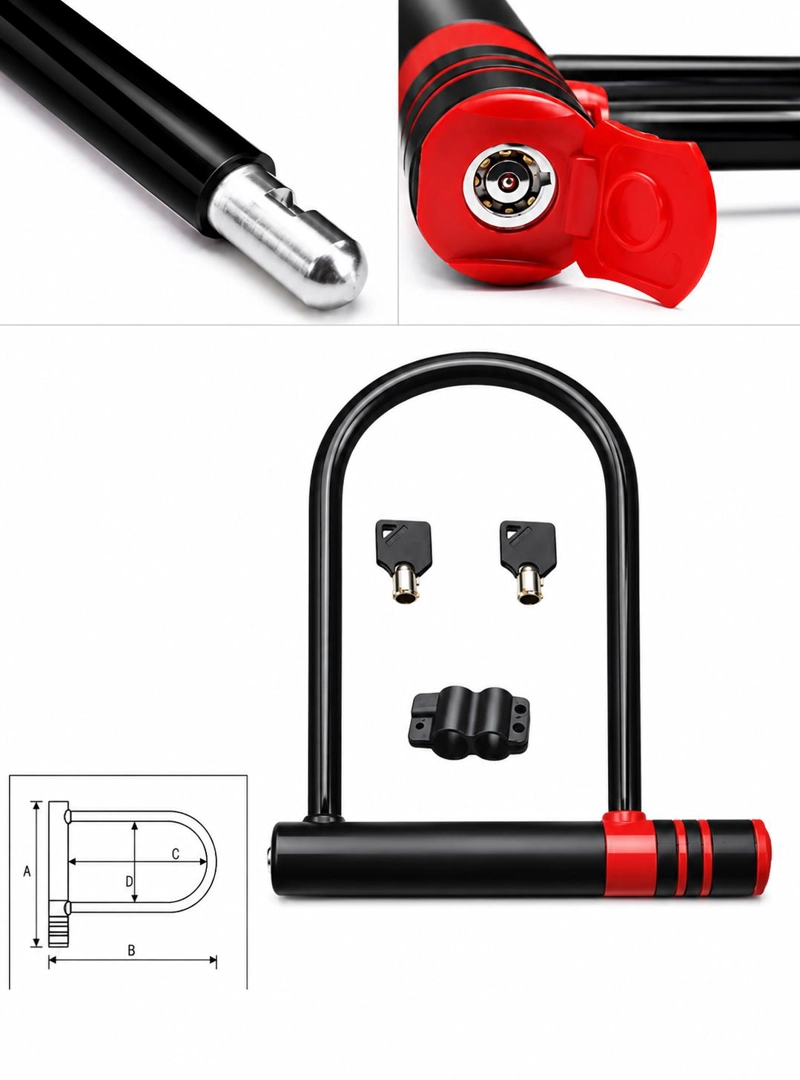 CANDADO U LOCK PARA BICICLETA Y MOTO 2 LLAVES ANTI ROBO - 9