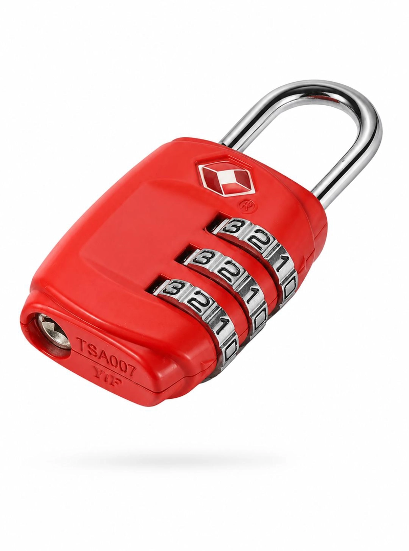 CANDADO TSA 33MM SEGURIDAD MALETA LOCKER  LLAVE Y CLAVE ROJO - 1