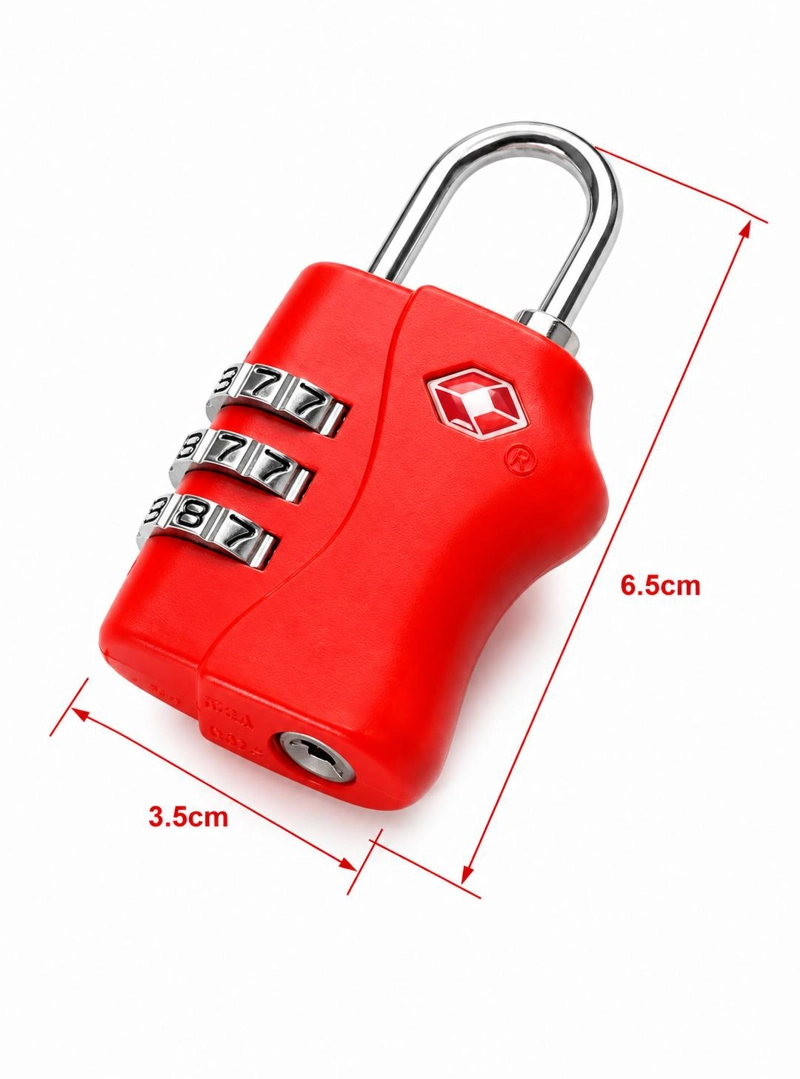 CANDADO TSA 33MM SEGURIDAD MALETA LOCKER  LLAVE Y CLAVE ROJO - 4
