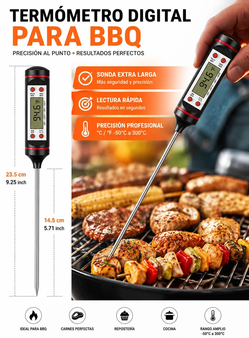 TERMOMETRO COCINA DIGITAL PARA MEDIR LA TEMPERATURA - 5