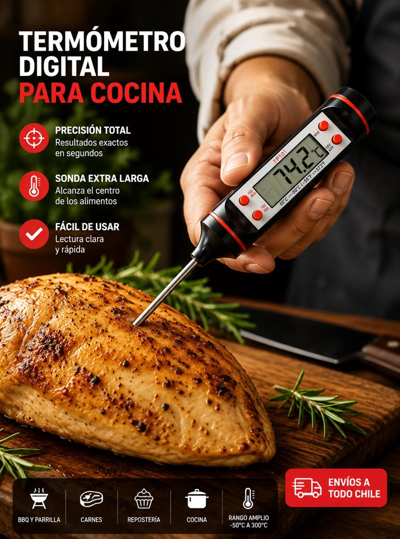 TERMOMETRO COCINA DIGITAL PARA MEDIR LA TEMPERATURA - 6