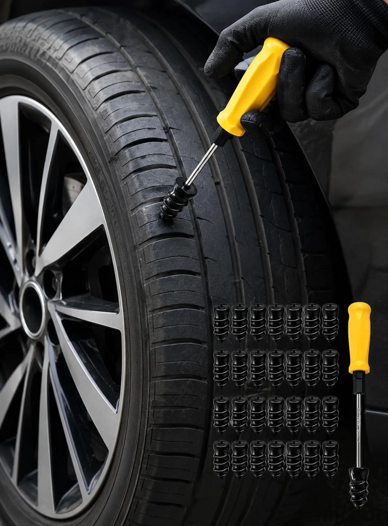 KIT PARA REPARAR NEUMATICO 51 PIEZAS PARCHE PINCHAZO MOTO - 2