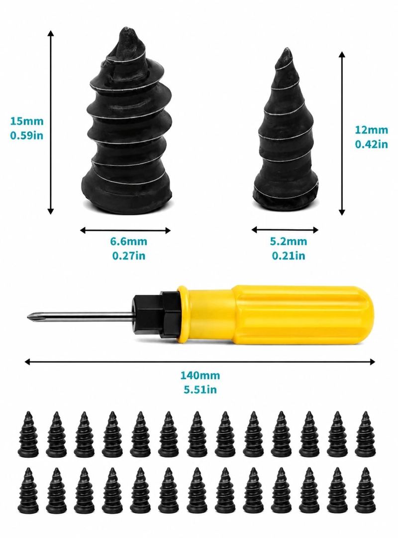 KIT PARA REPARAR NEUMATICO 51 PIEZAS PARCHE PINCHAZO MOTO - 4