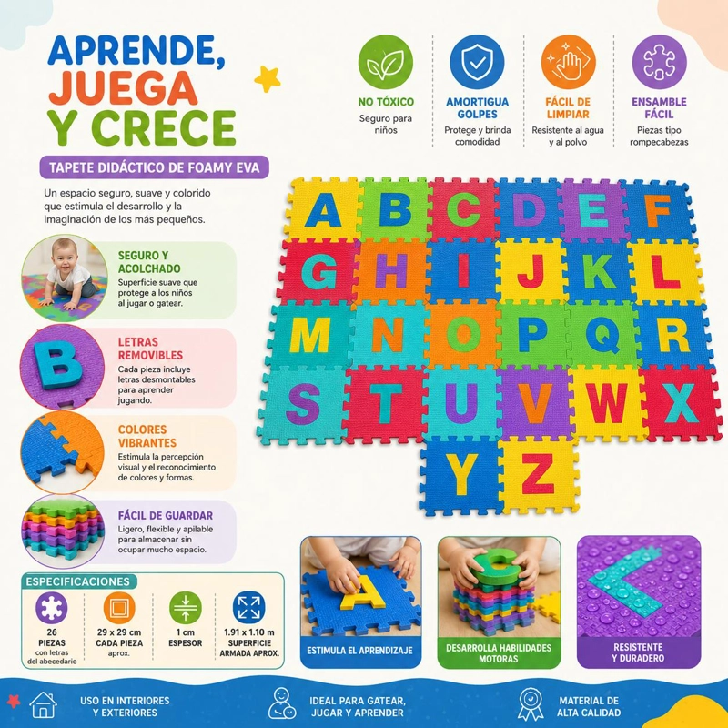 ALFOMBRA ANTIGOLPES EVA GOMA ABECEDARIO 26PZS INFANTIL - 9