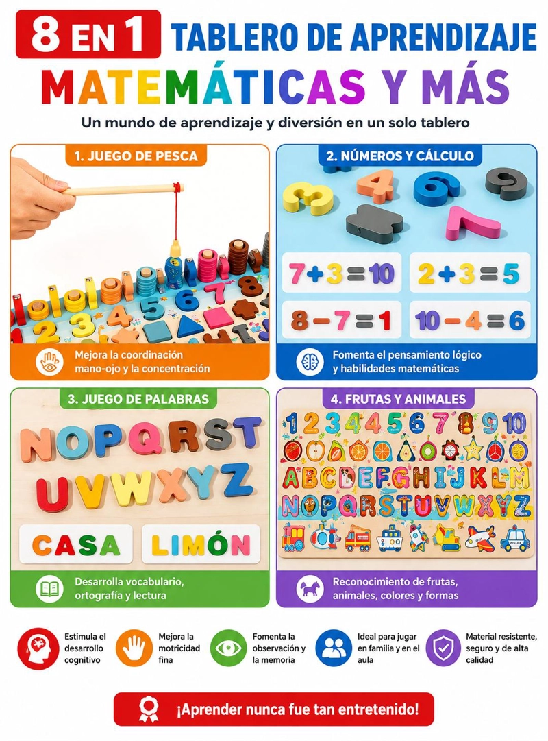 JUEGO EDUCATIVO MONTESSORI TABLERO DIDACTICO DE FIGURAS - 4