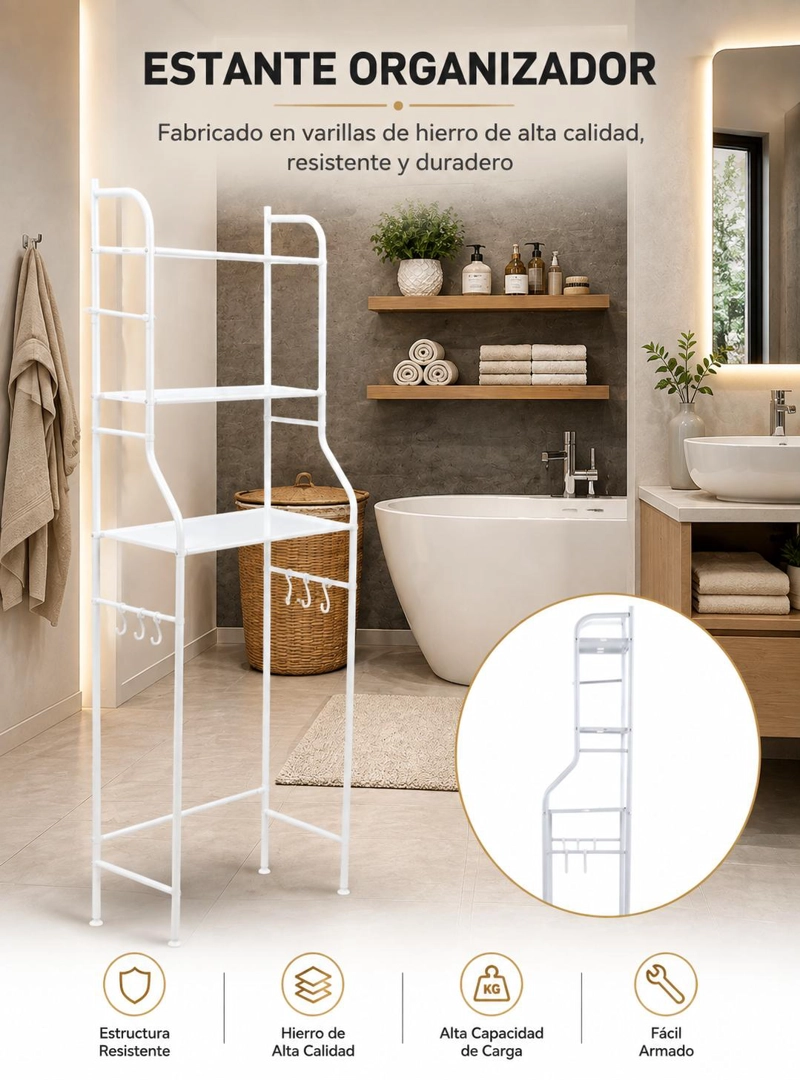 ESTANTE ORGANIZADOR DE BAÑO 3 NIVELES MULTIFUNCIONAL - 7