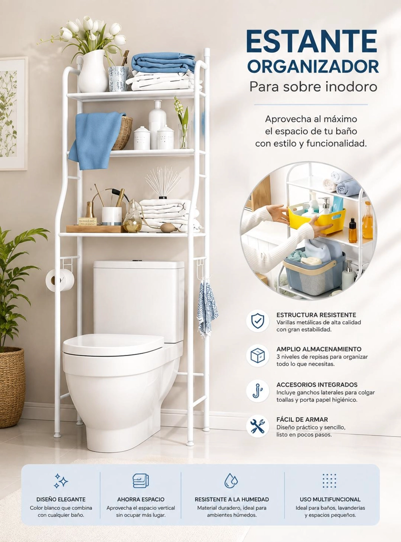 ESTANTE ORGANIZADOR DE BAÑO 3 NIVELES MULTIFUNCIONAL - 8