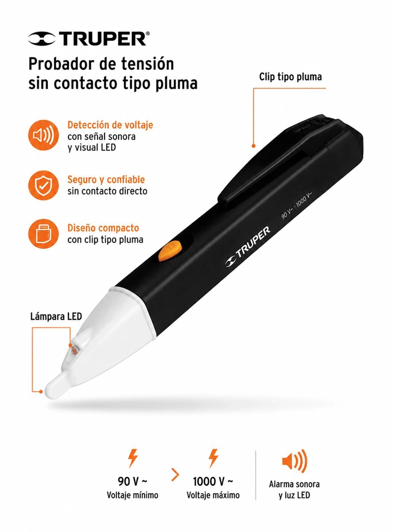 PROBADOR DE VOLTAJE SIN CONTACTO TRUPER TIPO PLUMA - 2