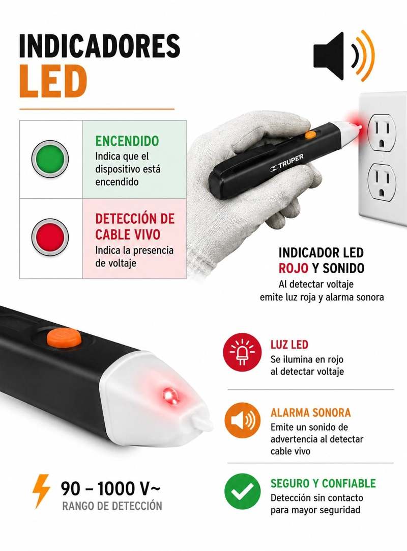 PROBADOR DE VOLTAJE SIN CONTACTO TRUPER TIPO PLUMA - 3
