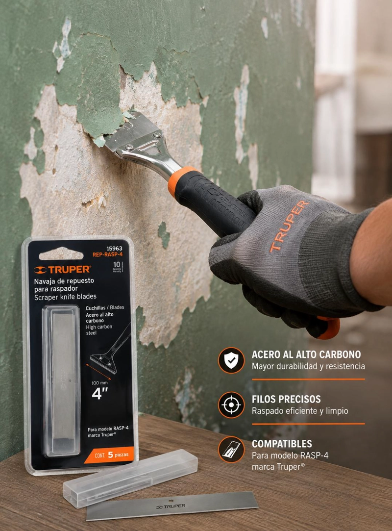 CUCHILLAS REPUESTO PARA RASPADOR TRUPER REP-RASP-4 5 PZAS - 3