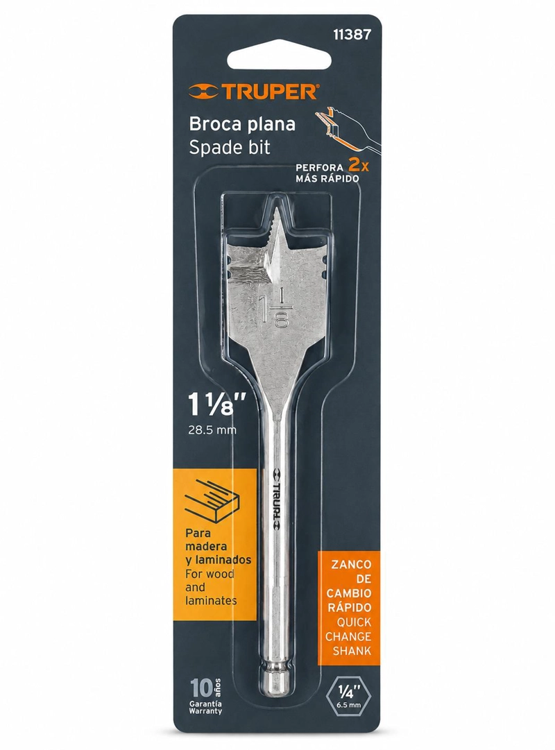 BROCA PLANA PARA MADERA 1-1/8 PULG TRUPER ALTA PRECISION - 5