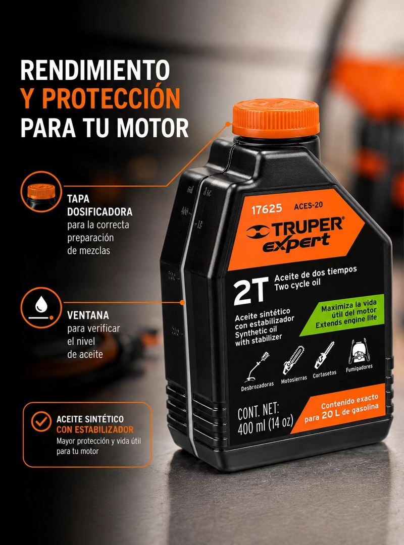 ACEITE SINTE TICO MOTOR 2 TIEMPOS TRUPER ACES-20 14 OZ - 2