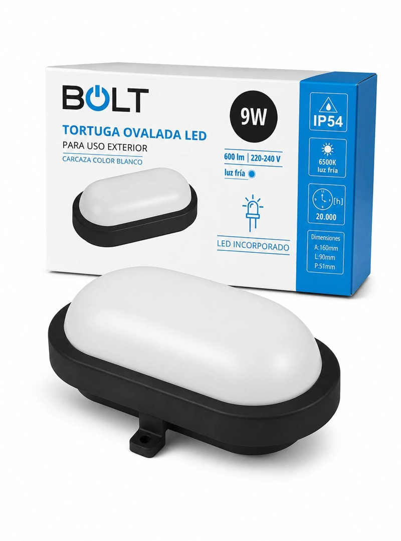 FOCO LED TORTUGA NEGRO 9W PARA MURO EXTERIOR INTERIOR - 9