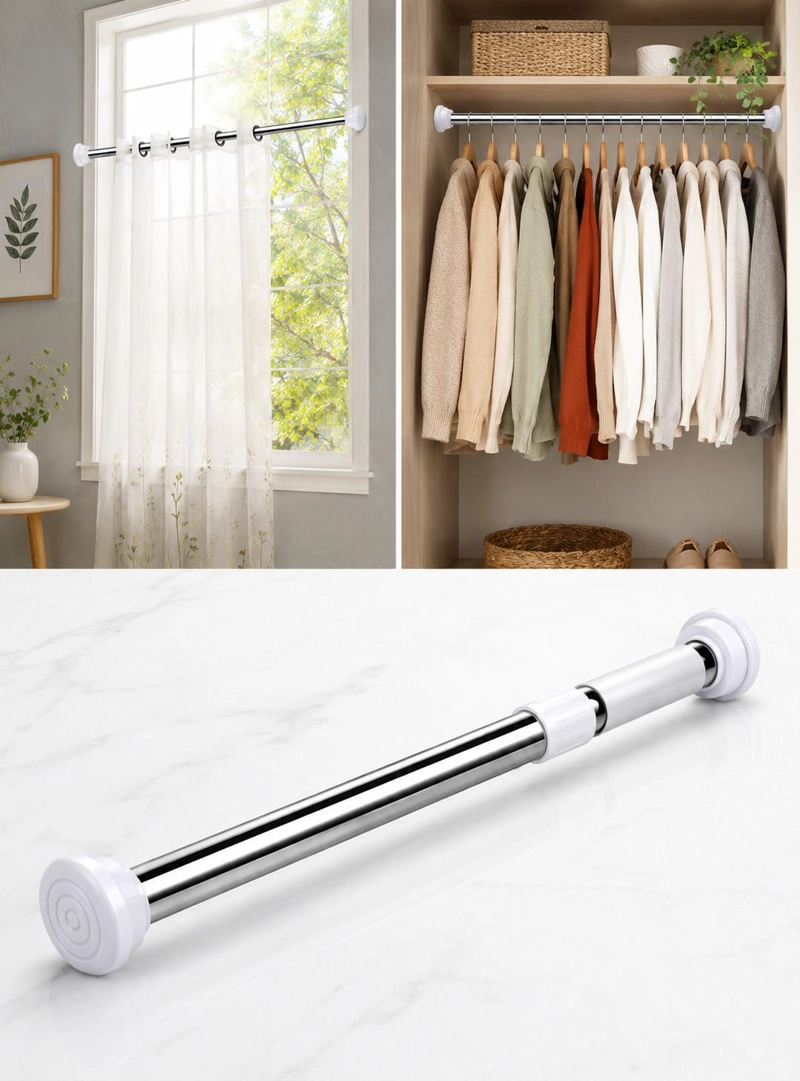 BARRA EXTENSIBLE CORTINA DUCHA 110-200 CM ACERO CROMADO - 2
