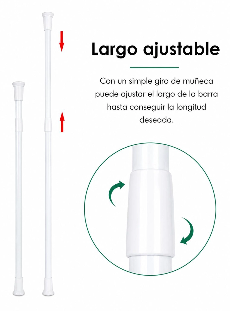 BARRA EXTENSIBLE CORTINA DUCHA 110-200 CM ACERO CROMADO - 9