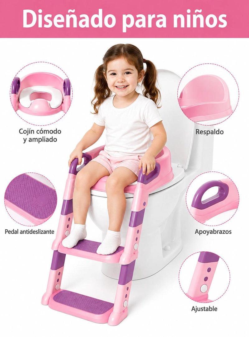 ASIENTO ADAPTADOR WC CON ESCALERA PARA NIÑOS - 7