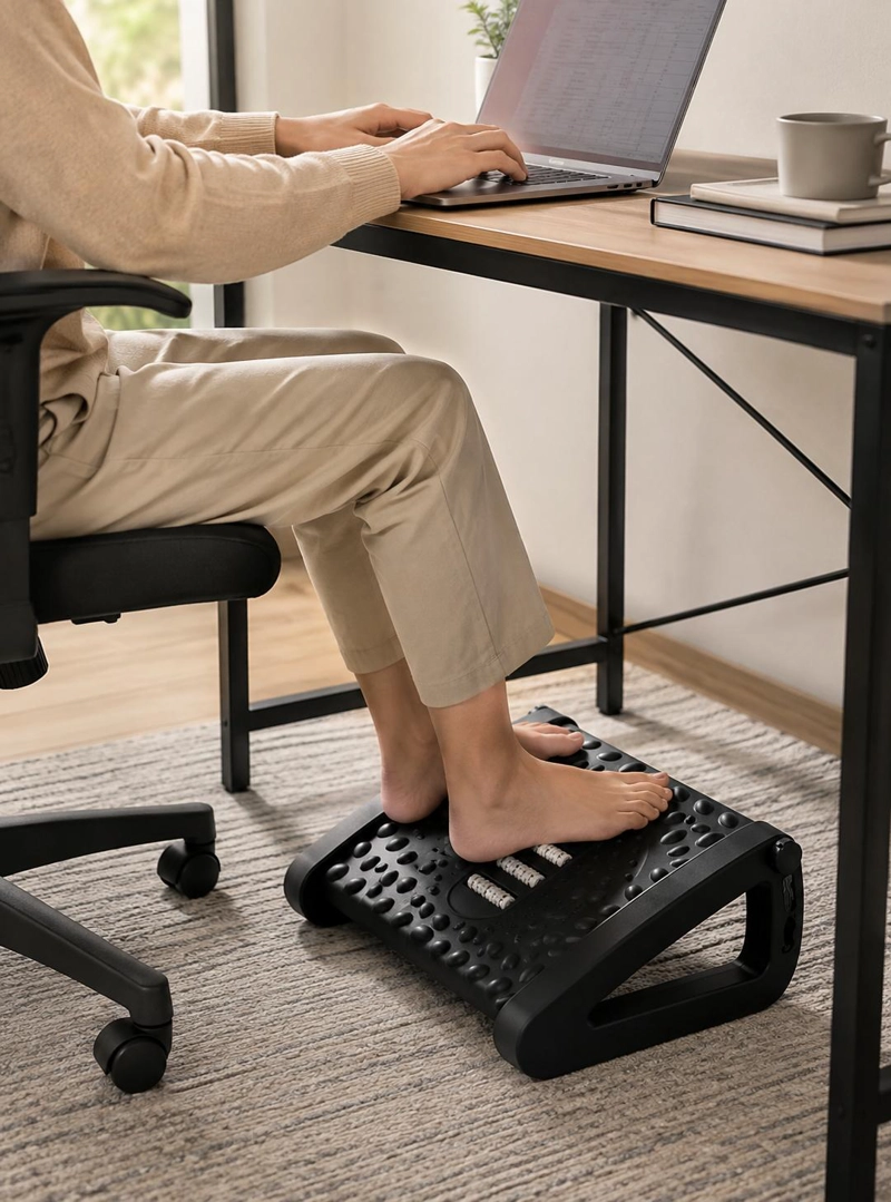 REPOSAPIE S ERGONOMICO AJUSTABLE CON RODILLOS DE MASAJE - 5