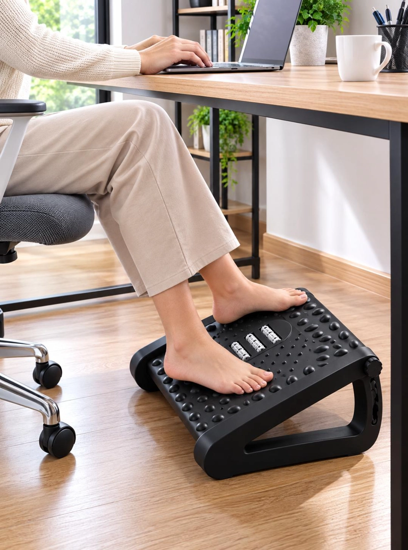 REPOSAPIE S ERGONOMICO AJUSTABLE CON RODILLOS DE MASAJE - 7