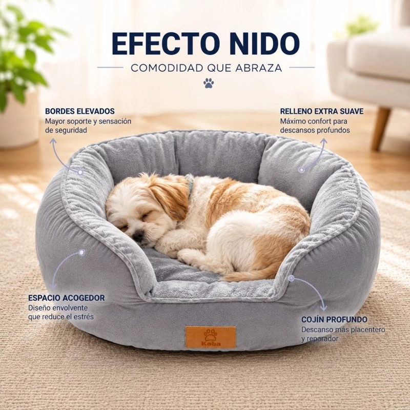 CAMA NIDO PARA PERRO GATO ACOLCHADA REVERSIBLE 60X53 CM - 5