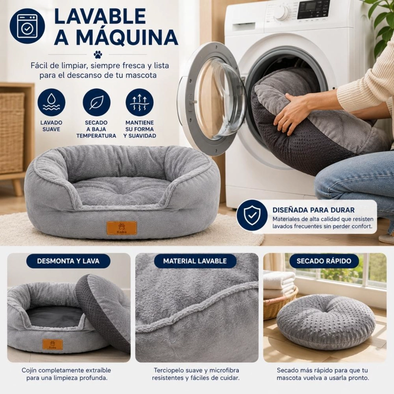 CAMA NIDO PARA PERRO GATO ACOLCHADA REVERSIBLE 60X53 CM - 9