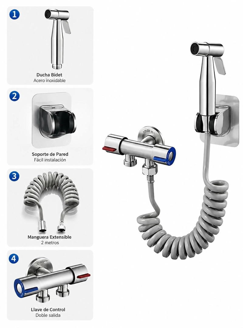 DUCHA BIDET PARA WC CON MANGUERA SET BAÑO BATHLAND - 6