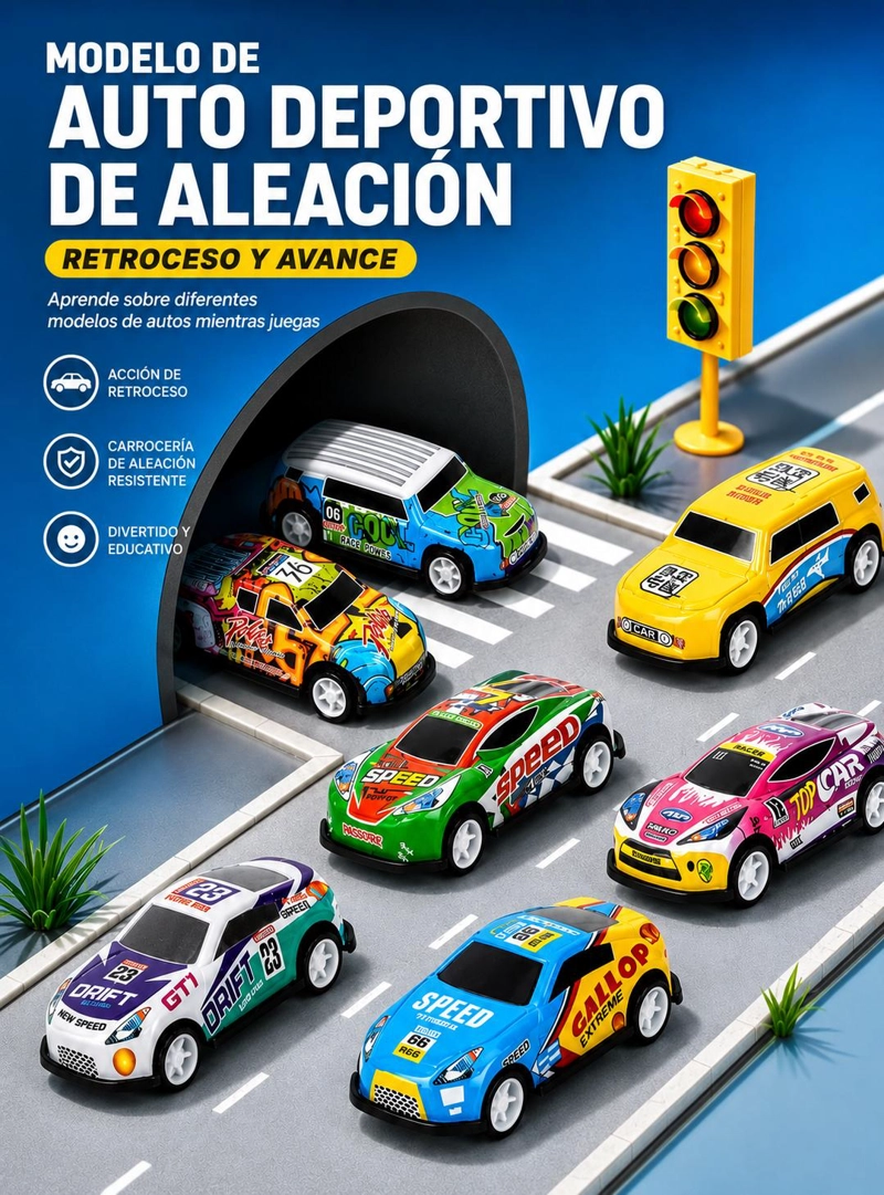 SET 50 AUTOS JUGUETE RETRACTILES ALEACION MODELOS SURTIDOS - 3