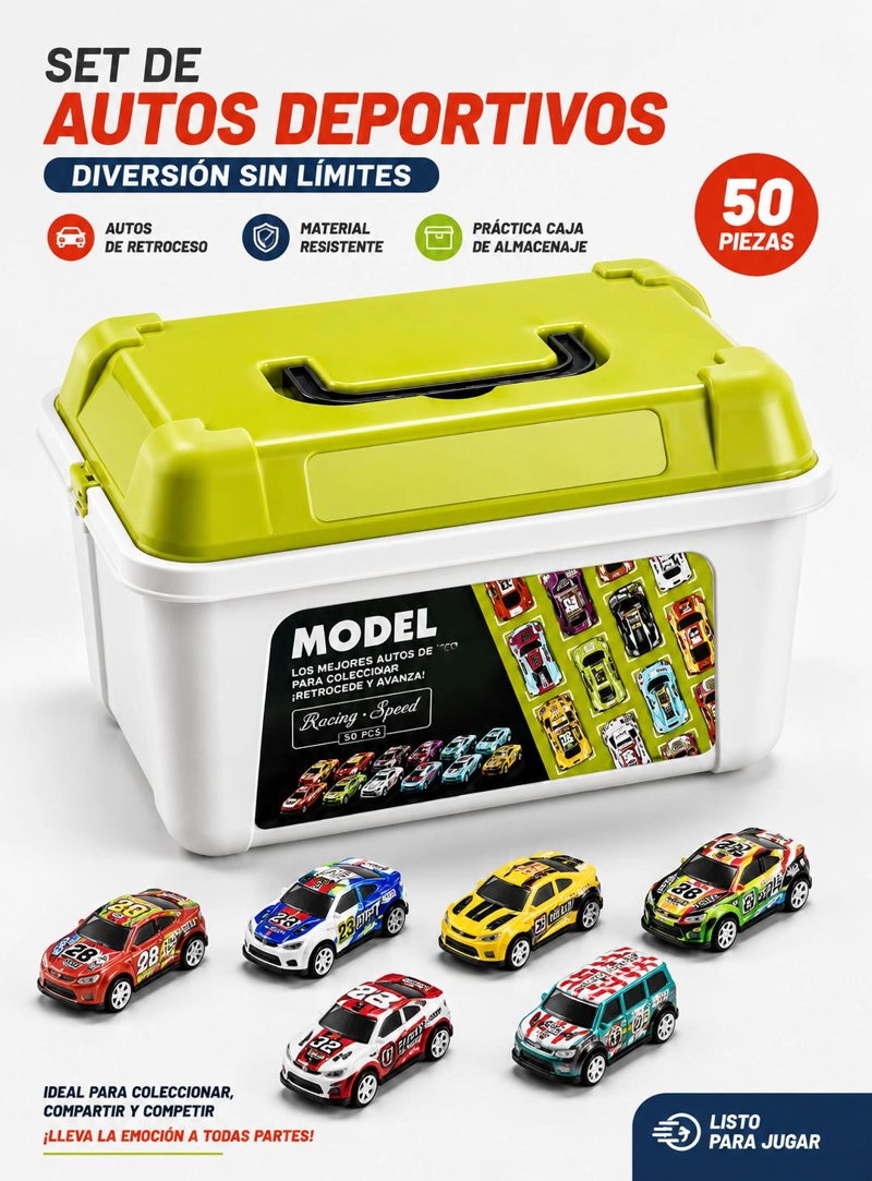 SET 50 AUTOS JUGUETE RETRACTILES ALEACION MODELOS SURTIDOS - 6