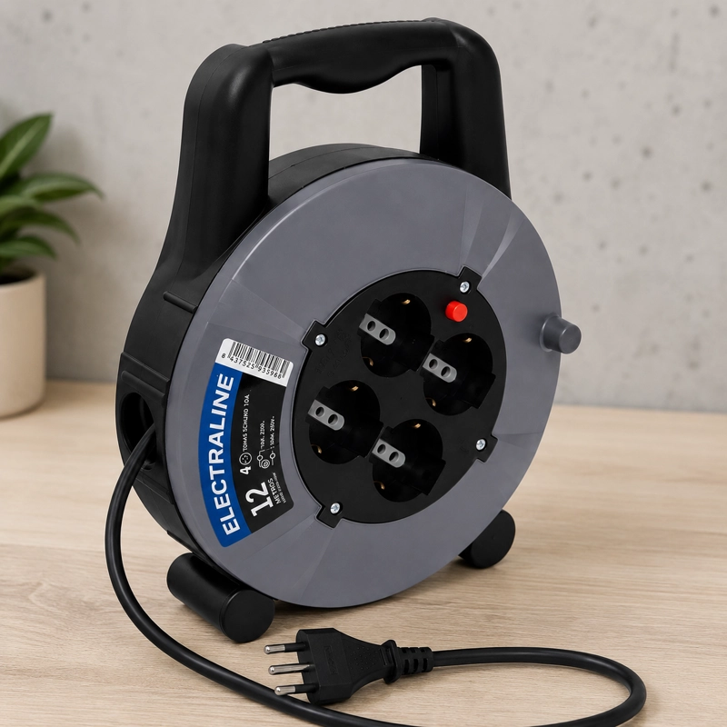 Carrete Alargador  Electraline 4 Tomas 12m 2200W Negro - 3