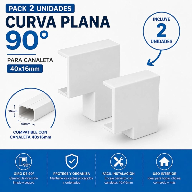 PACK 2UN CURVA PLANA 90° 40X16MM CANALETA - 3