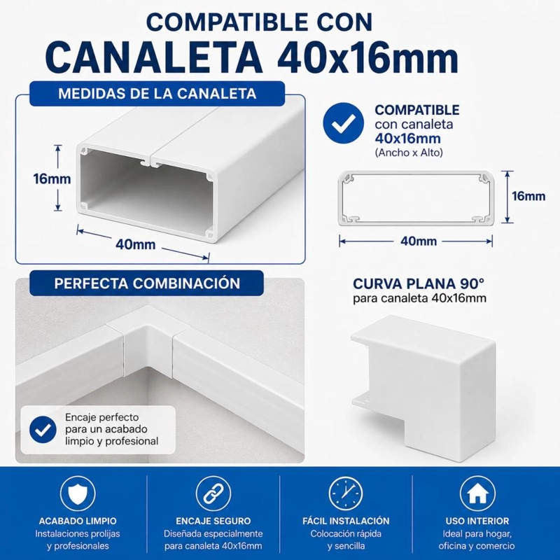 PACK 2UN CURVA PLANA 90° 40X16MM CANALETA - 5